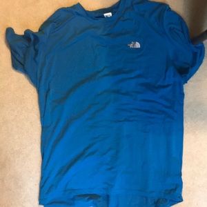 Blue north face athletic shirt